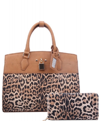 Leopard Padlock 2-in-1 Satchel LE1099W TAN